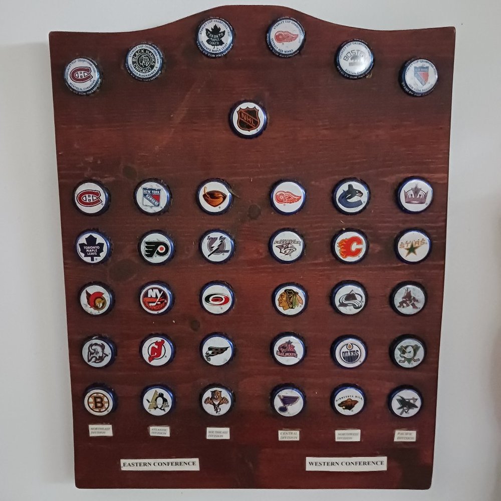 NHL bottle cap plaque